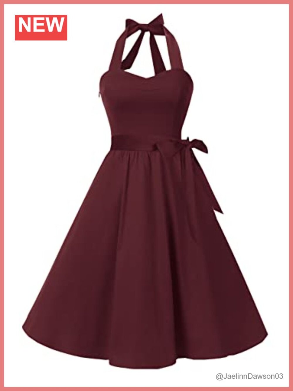 Vintage 1950s Halter Retro Cocktail Dress Polka Audrey Swing